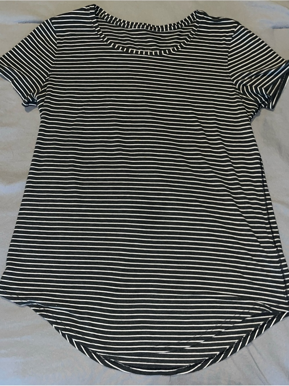 lululemon athletica Gray & White Striped Love Crewneck T-Shirt